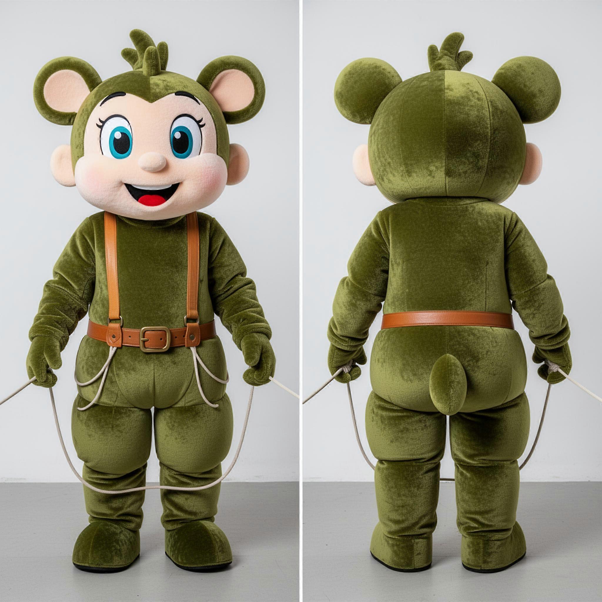 MASTICOT Olive Green Velvety Tightrope Walker Mascot