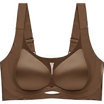 Women Satin Seamless Soft Support Wireless Full Cup Anti Sagging Gathering Bra