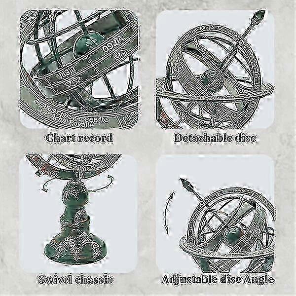 Sturdy Antique Robust Spherical Globe, Brass Desktop Model, Beautifully Designed & Educational