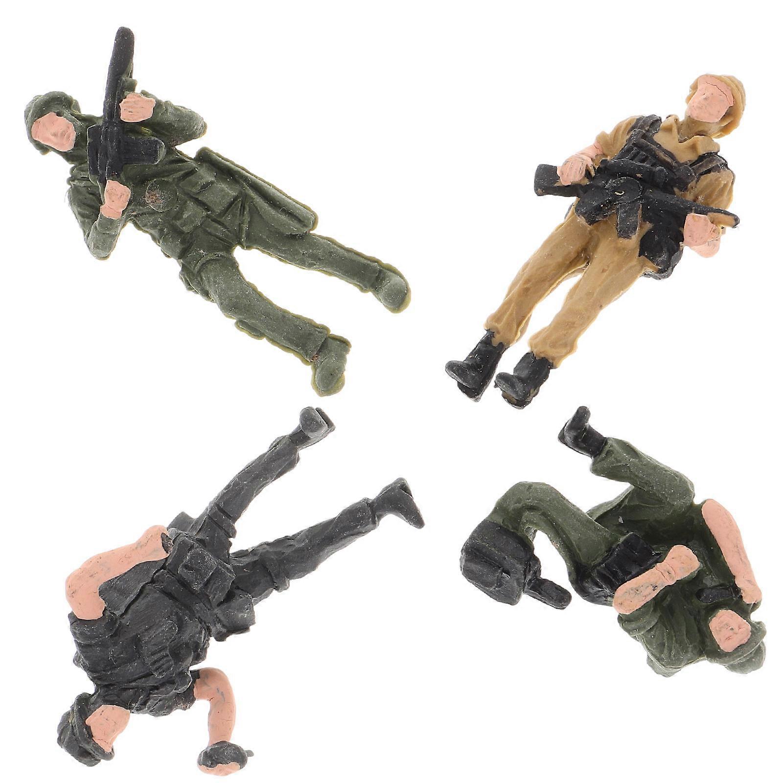 Ensemble de 4 figurines de soldats miniatures en plastique à collectionner