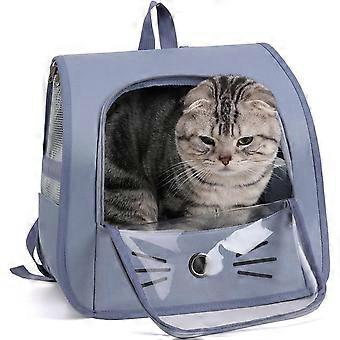 Cat Carrier Bag, Pet Backpack for Small Cats and Dogs, Mesh Pet Backpack, Portable and Foldable Cat Carrier Crate for Travel and Camping (Blue) 3535