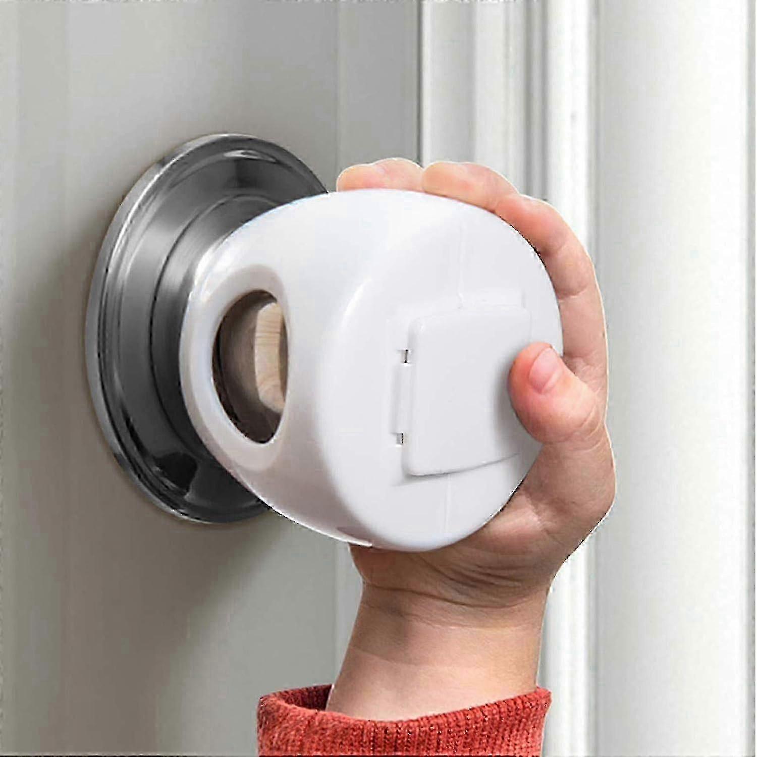 White Childproof Door Knob Lock Covers