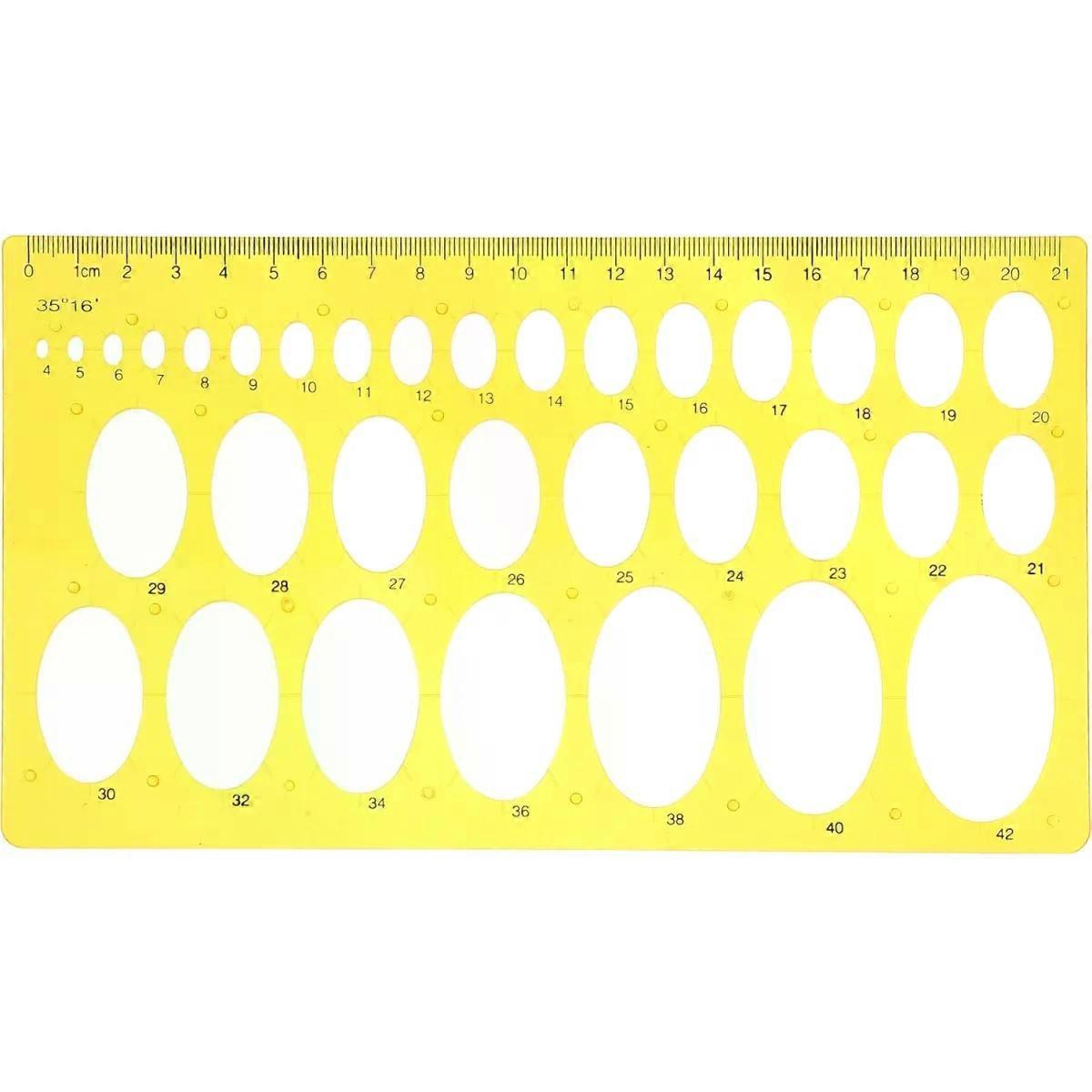 Plastic Ellipse Measuring Ruler with Centimeter Scale for School
