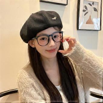 Autumn and winter Internet celebrity octagonal beret lady big head circumference foreign style versatile temperament warm painter hat