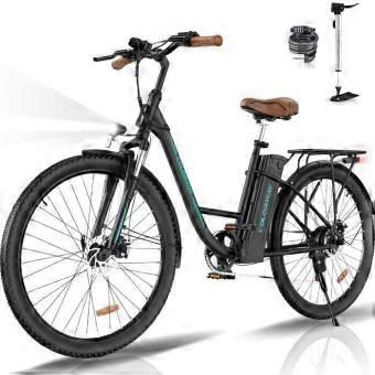 Bicicleta eléctrica COLORWAY de 28 pulgadas, motor de 250 W, batería de 36 V y 15 Ah, 7 velocidades, pantalla LCD - Negra