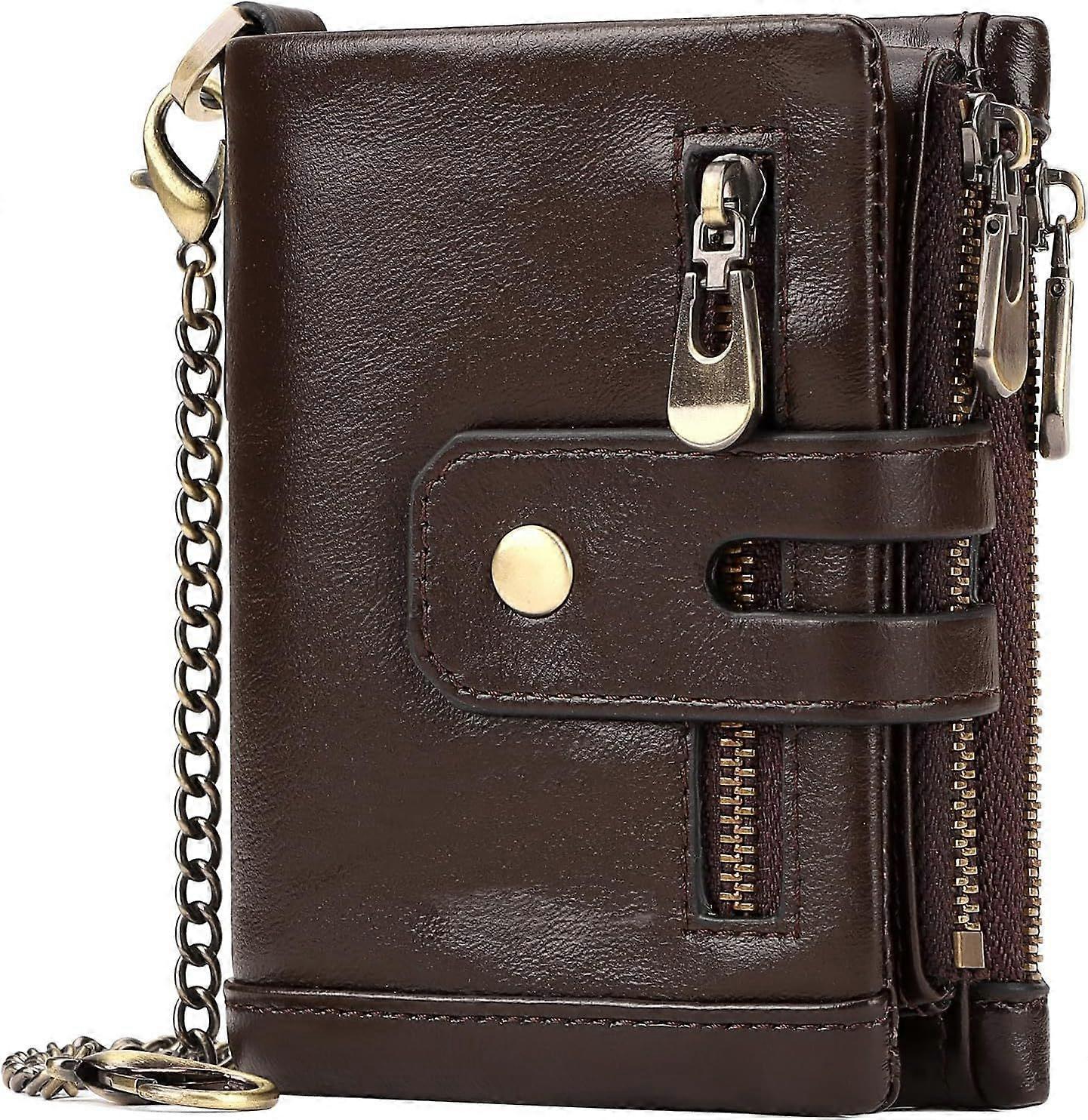 Genuine Leather RFID Wallet With Chain