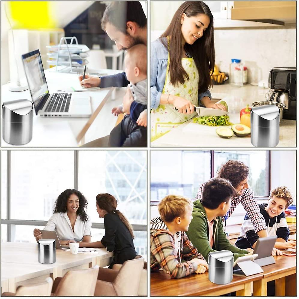 MLINS 2pcs Portable Trash Can Desk Bin Table Desktop Dustbin Imitation Wood Grain Trash Can