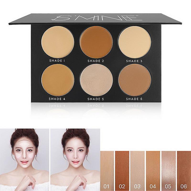 6-color High Light Repair Concealer Foundation Makeup Palette Contour Face Disk