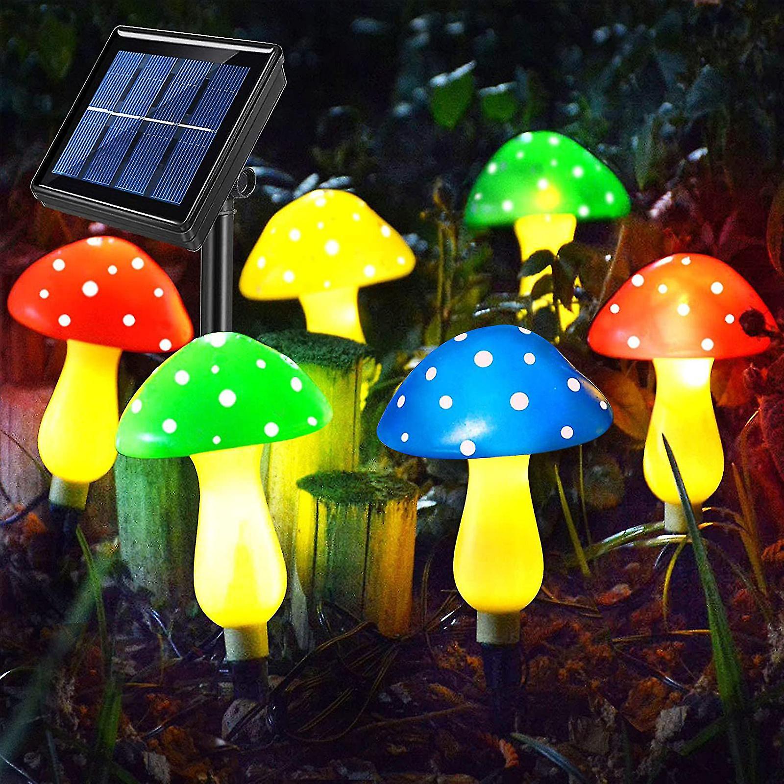 Outdoor Led Solar Garden Lawn Ground Plug Waterproof Mushroom String Lights