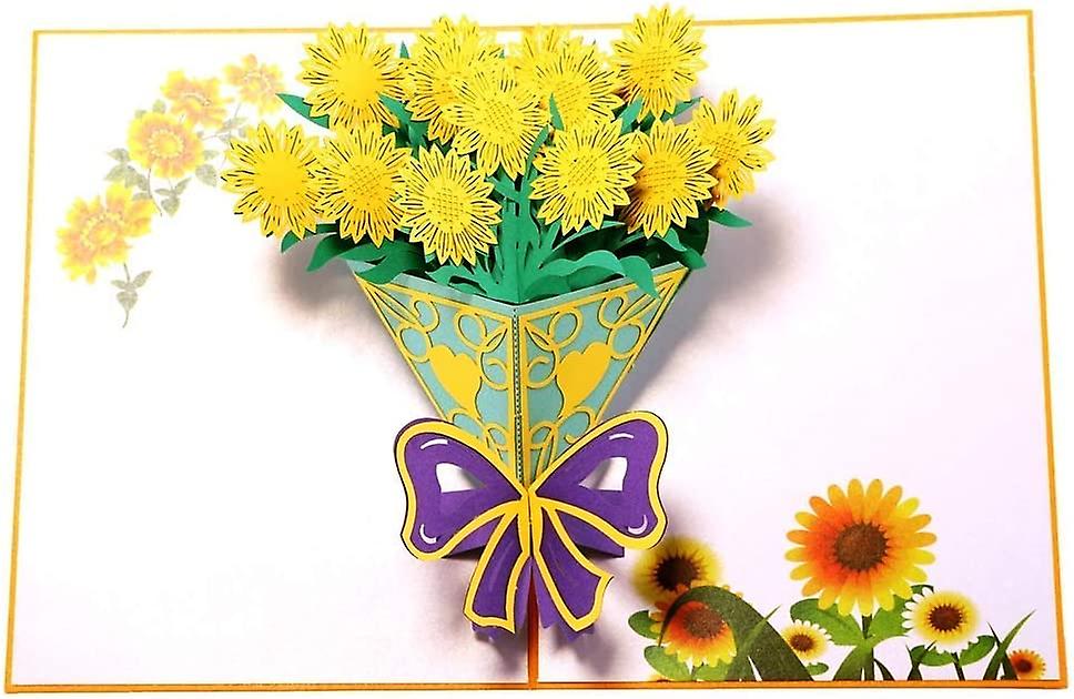 عباد الشمس المنبثقة بطاقات عيد ميلاد ، بطاقة عيد الأم ، بطاقة شكر الذكرى السنوية ، بطاقة التخرج ، قطع الليزر مع المغلفات جميع المناسبات