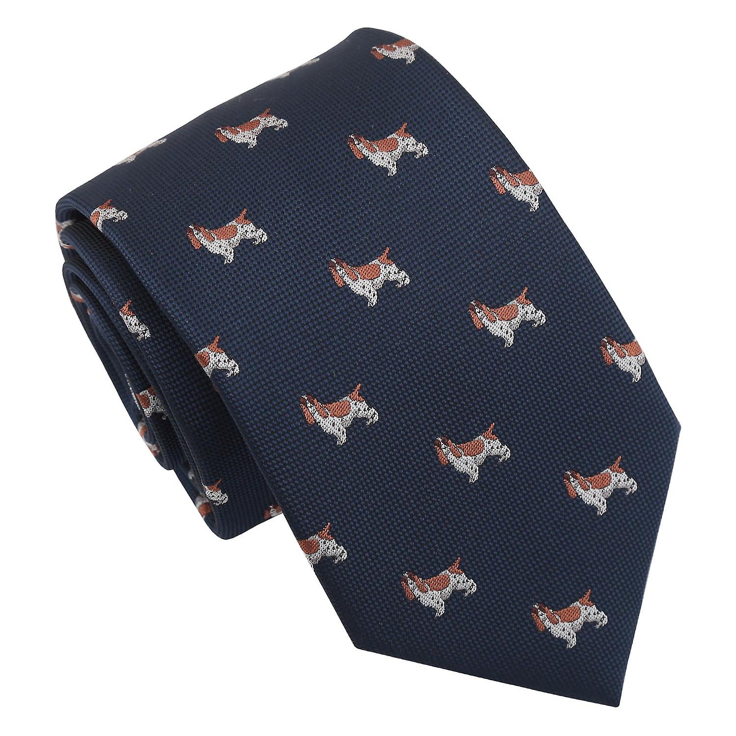 Navy Blue Cocker Spaniel Dog Embroidered Tie