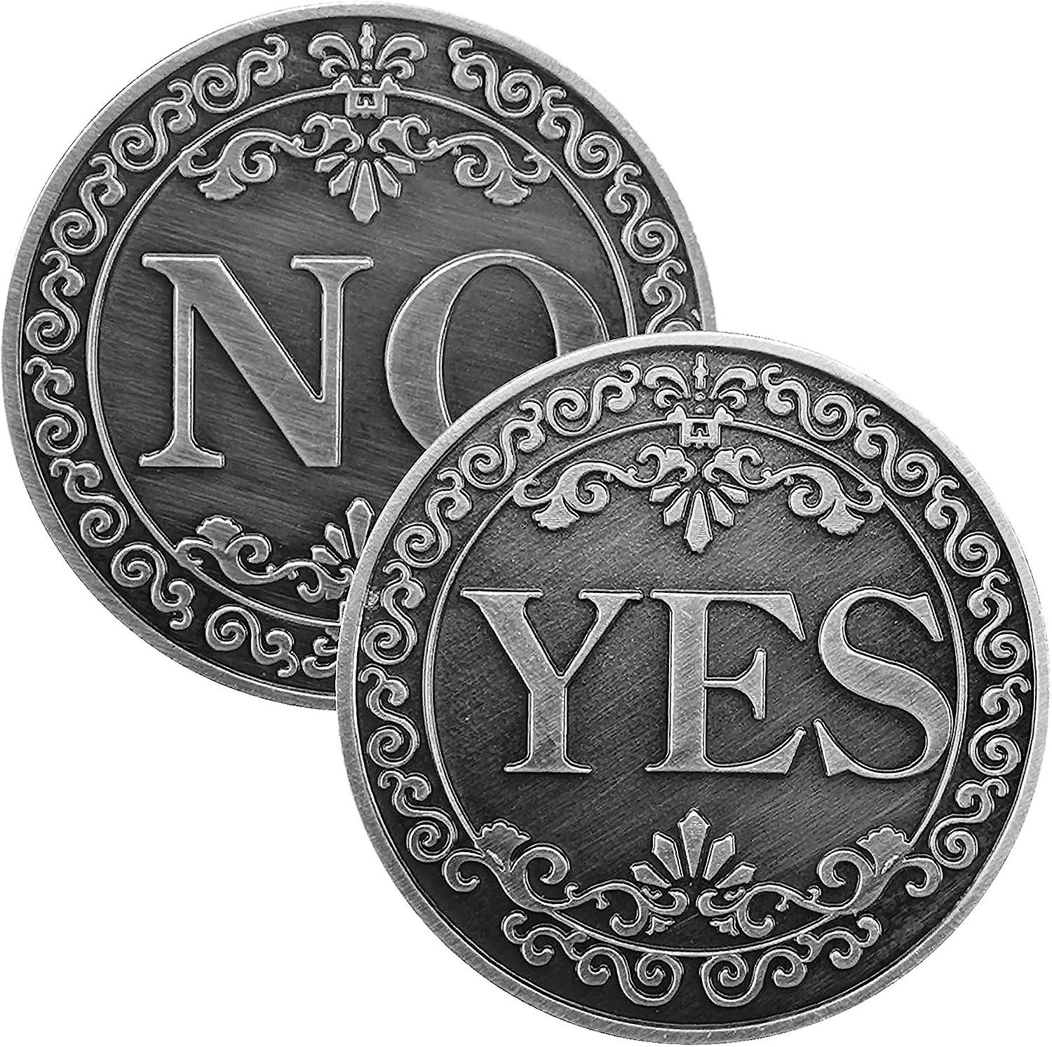Yes No Flipping Challenge Coin Decision Maker - Silver