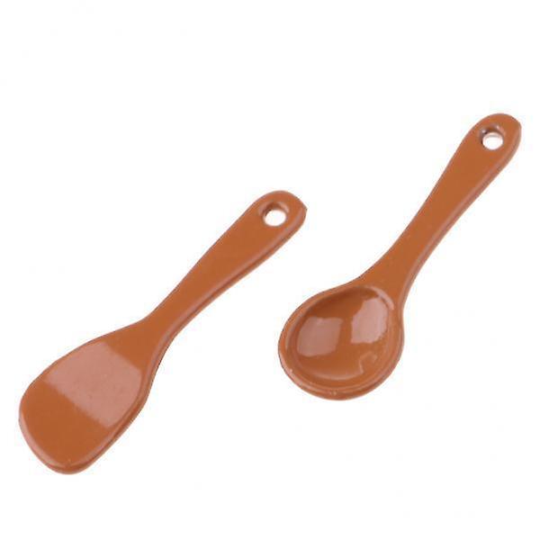 8x2pcs Mini Cookware Spatula & Spoon Set for 1/12 Dollhouse Kitchen Accessory