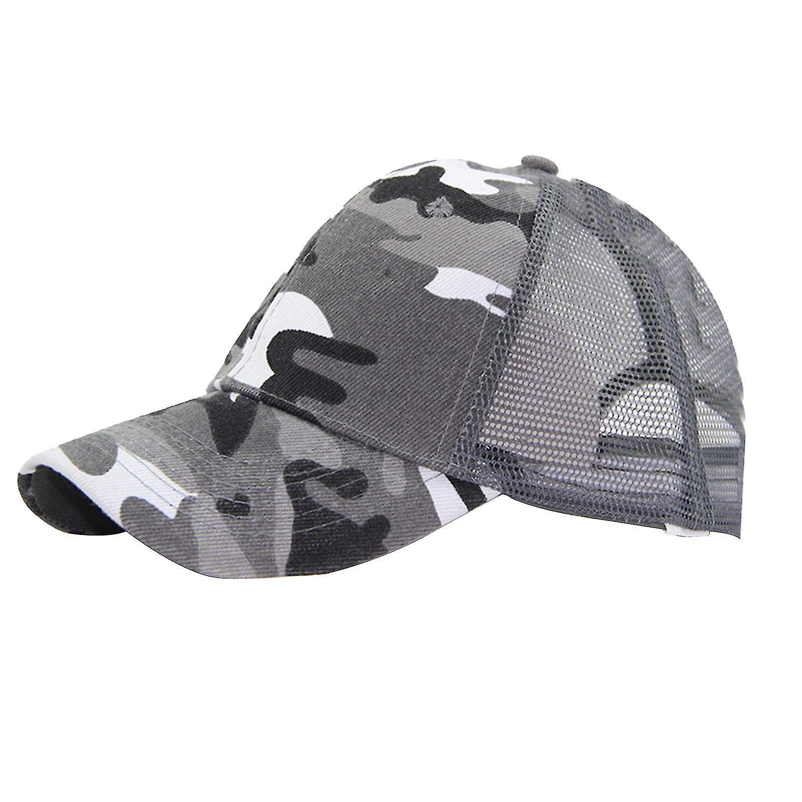 Summer Baseball Hat Camouflage Print Long Brim Color Block Adjustable Anti-uv Breathable Hollow Out Fishing Peaked Hat Headwear