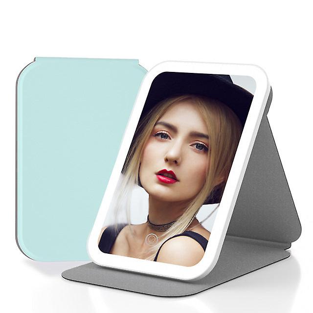 Pu Leather Vanity Mirror 3 Colors Light Modes Travel Makeup Mirror 360°rotation Lighted Cosmetic Mirror With Adjustable Stand