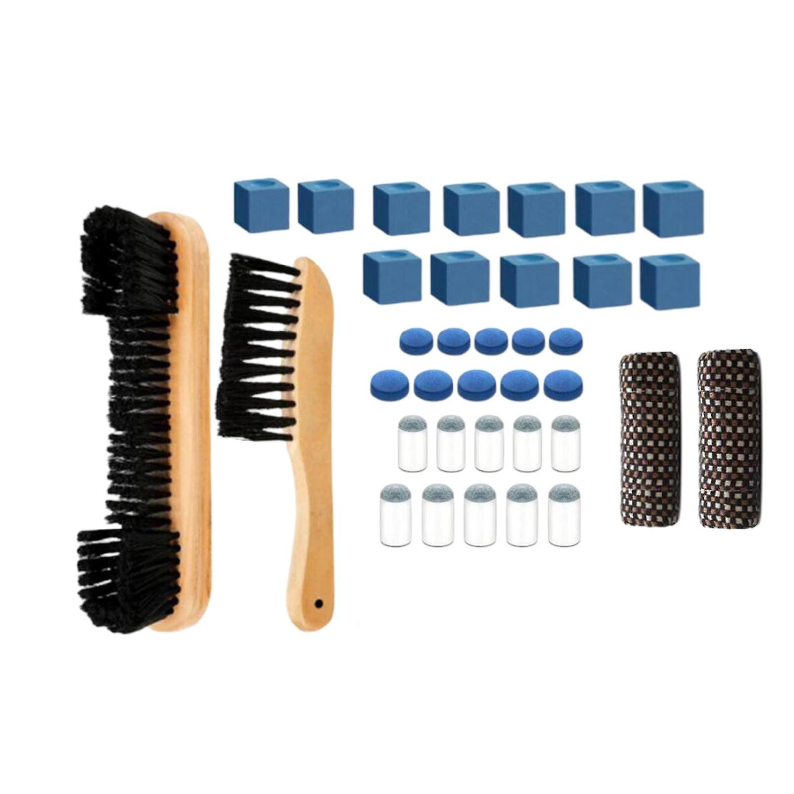 Billiards Pool Table Brush Slip on Pool Cue Tips Replacements Cleaning Tools Wood