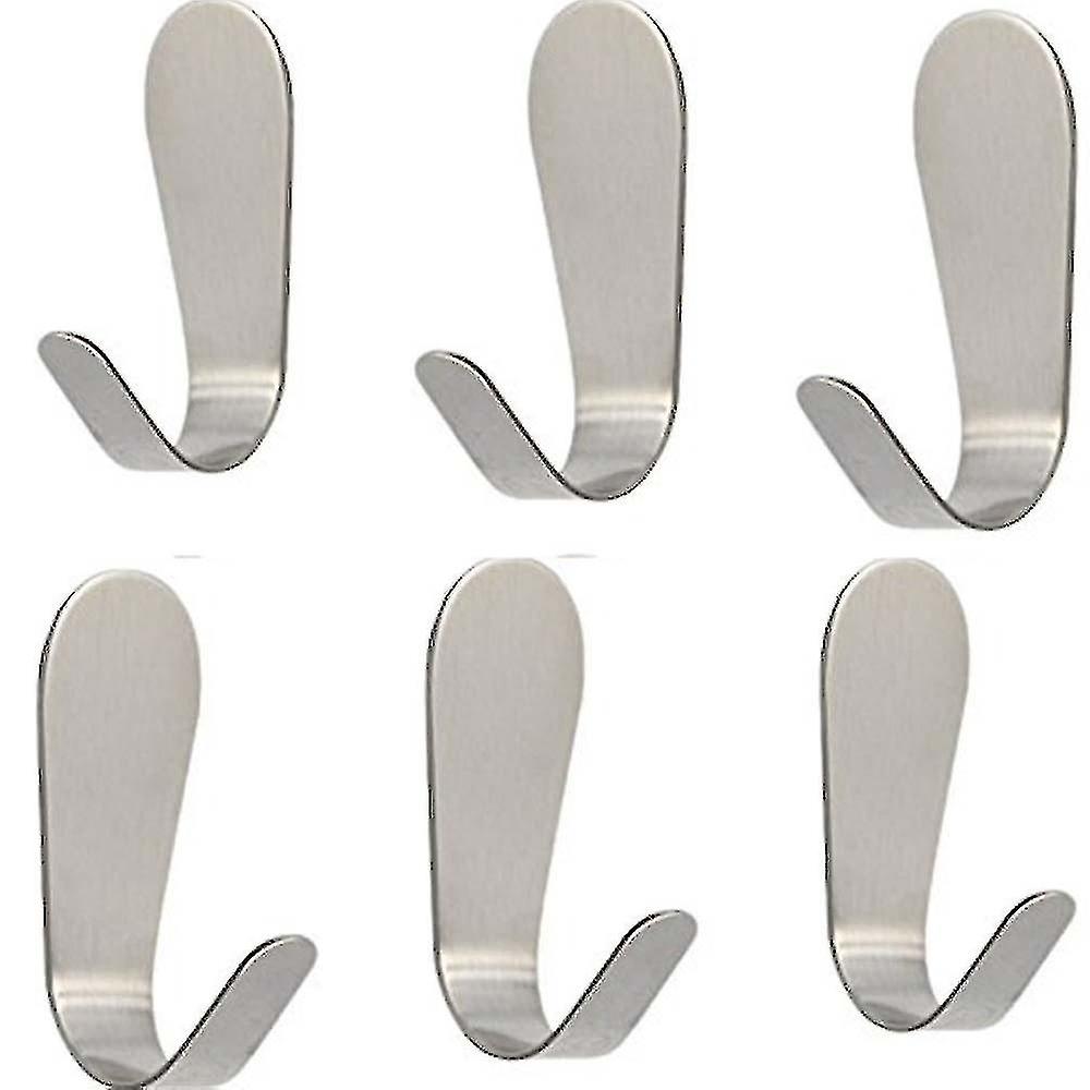 Self Adhesive Hooks,stainless Steel Sticky Wall Hooks(6 Packs)