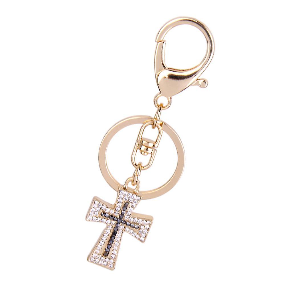 Crystal Christian Cross Charm Keyring
