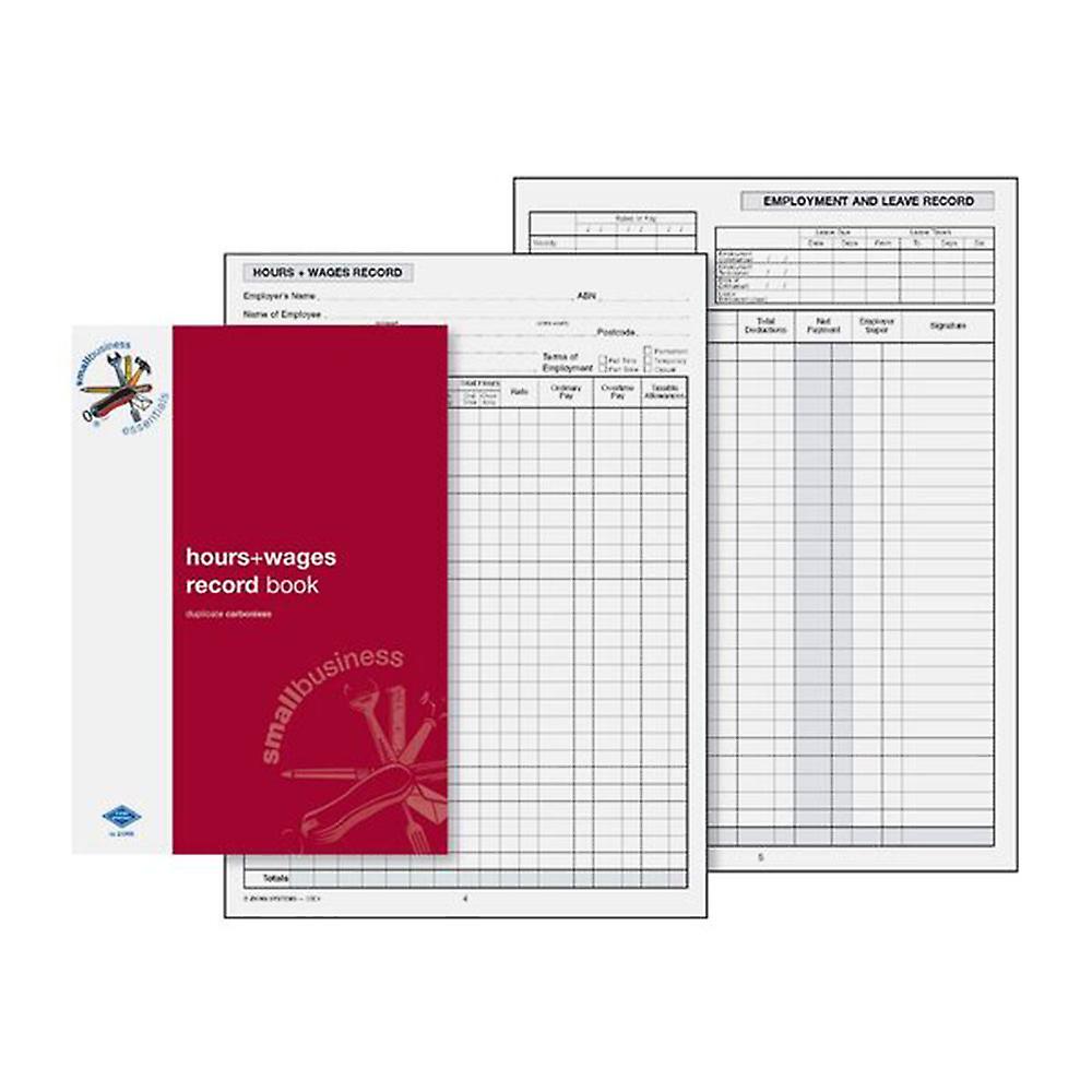 Zions Hours and Wages Record Book Business Essential Small Premium Quality