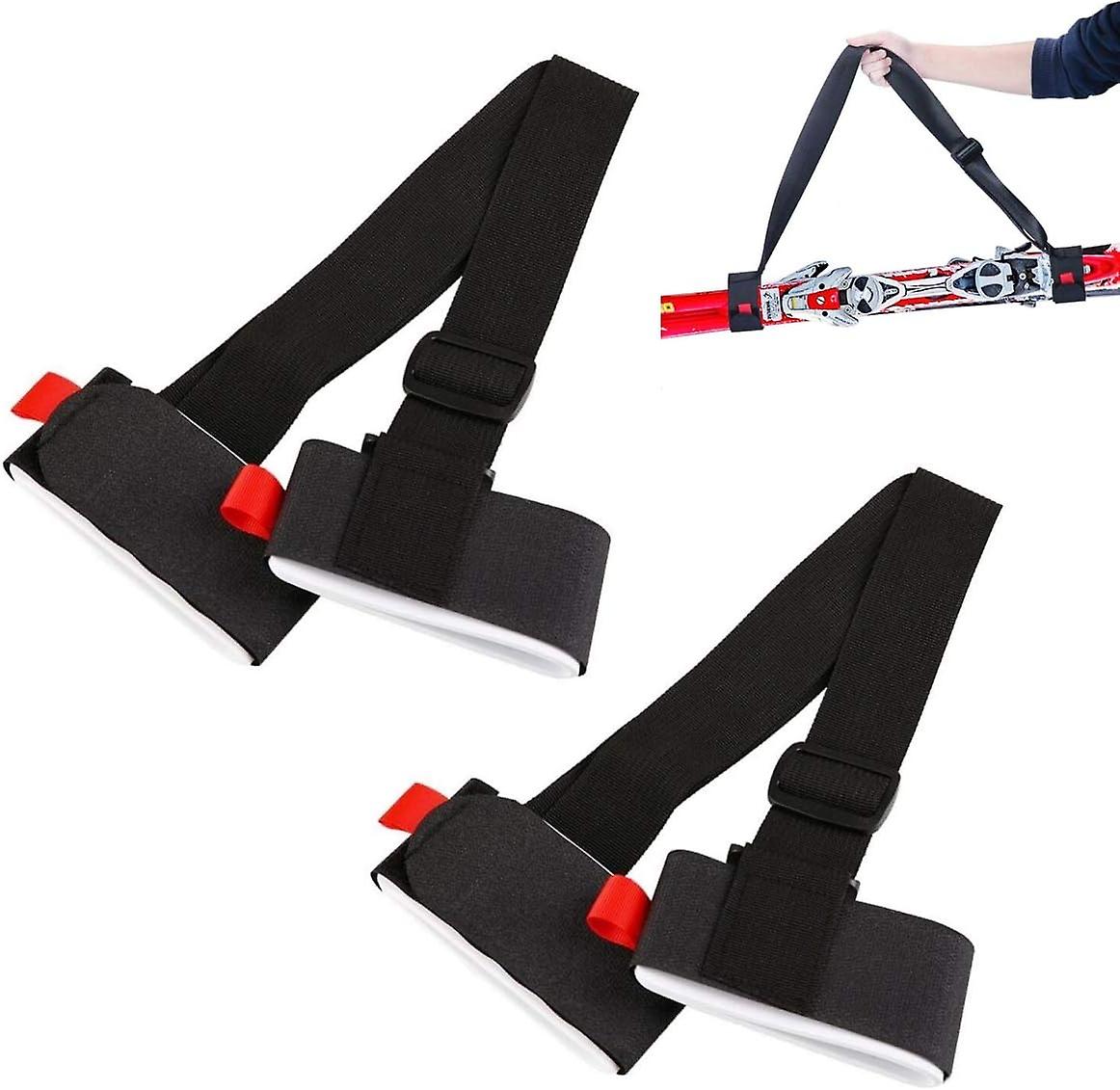 2 x sangle de porte-skis noire sangles de poignet de ski réglables avec boucle de sangle de ruban rembourrée