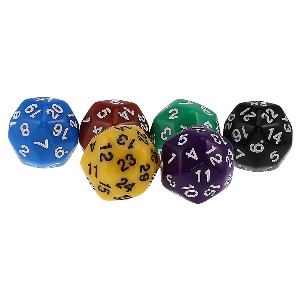 Pack of 6pcs Multi Sided Dice for D&D TRPG Party Board Game Toys Opaque D30