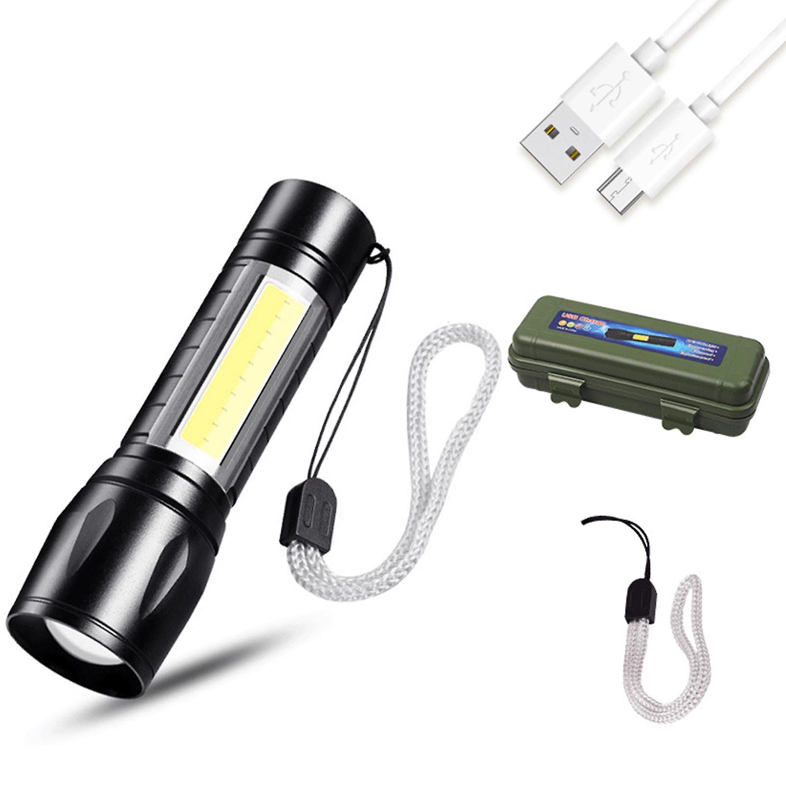 Compact 10W USB Rechargeable Flashlight - Bright & Lightweight for Outdoor Use