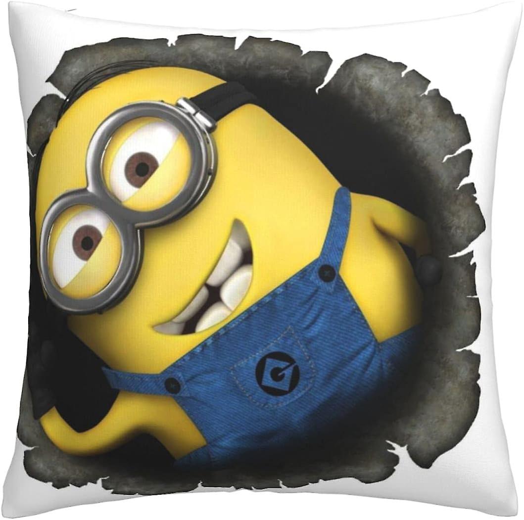 柔らかく快適なミニオンクッションカバー、両面印刷(フィラーなし)枕カバースクエアハルハウスソファカバー45 x 45 cm(B-463)