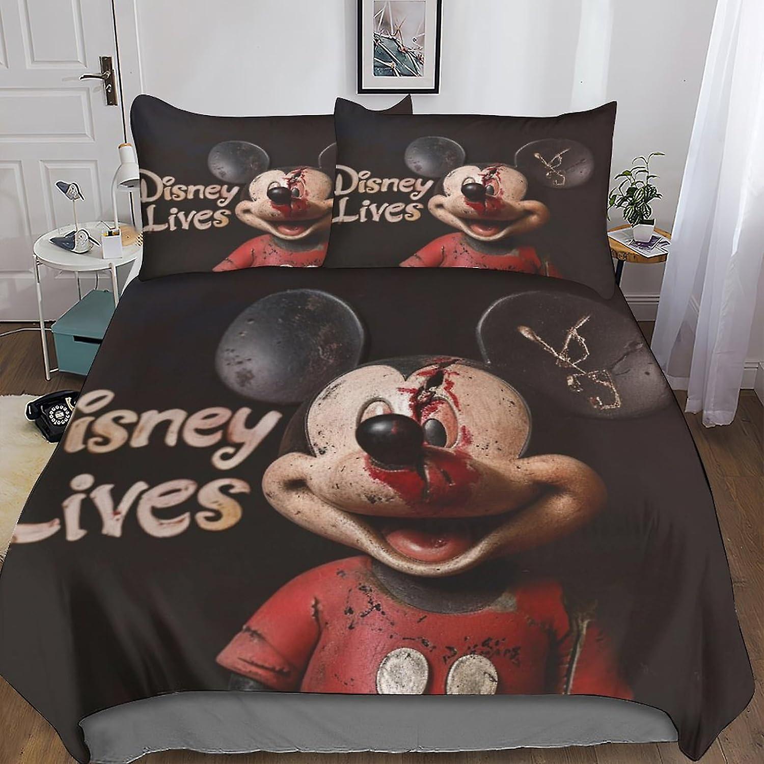 DSJackson Mickey Mouse Exclusive Bedding Sets with Hidden Zipper Closure - Luxurious 3-Piece Duvet Cover Cartoon Set with Striking 3D Print And Pillow