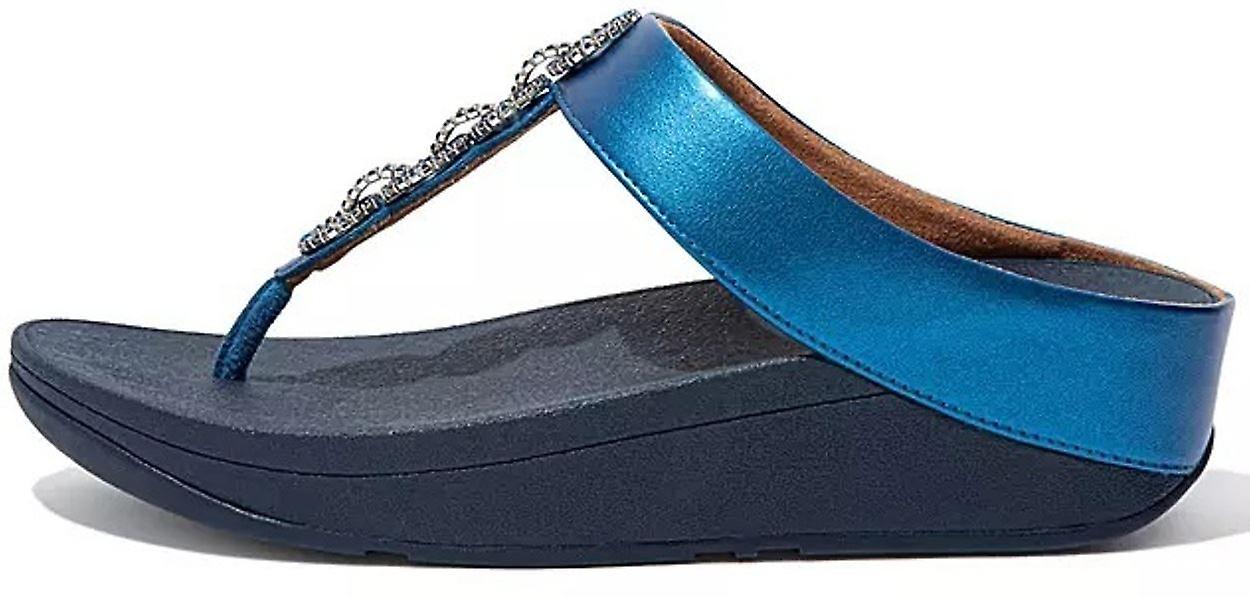 Fitflop Fino Sparkle Sea Blue Womens Toe-Thongs Sandals