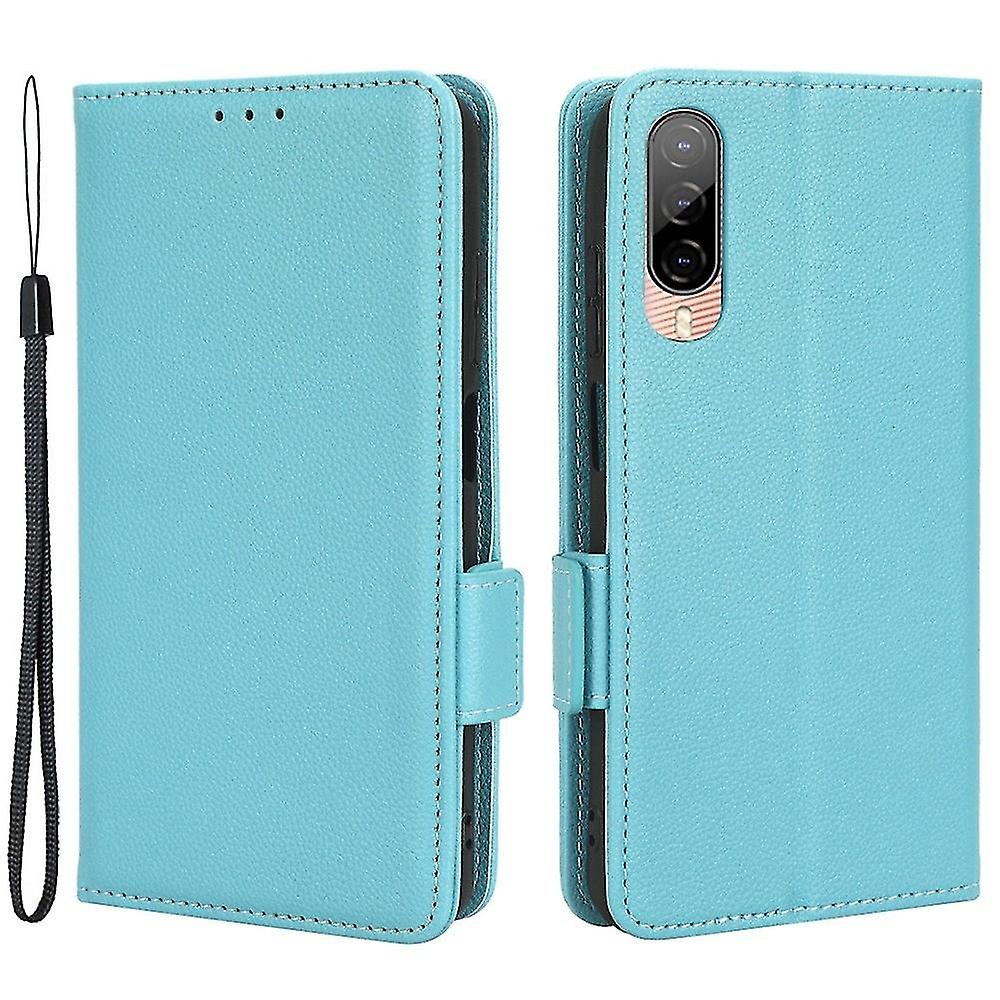 For Htc Desire 22 Pro 5G Side Buckle Pebbled Leather Case Light Blue