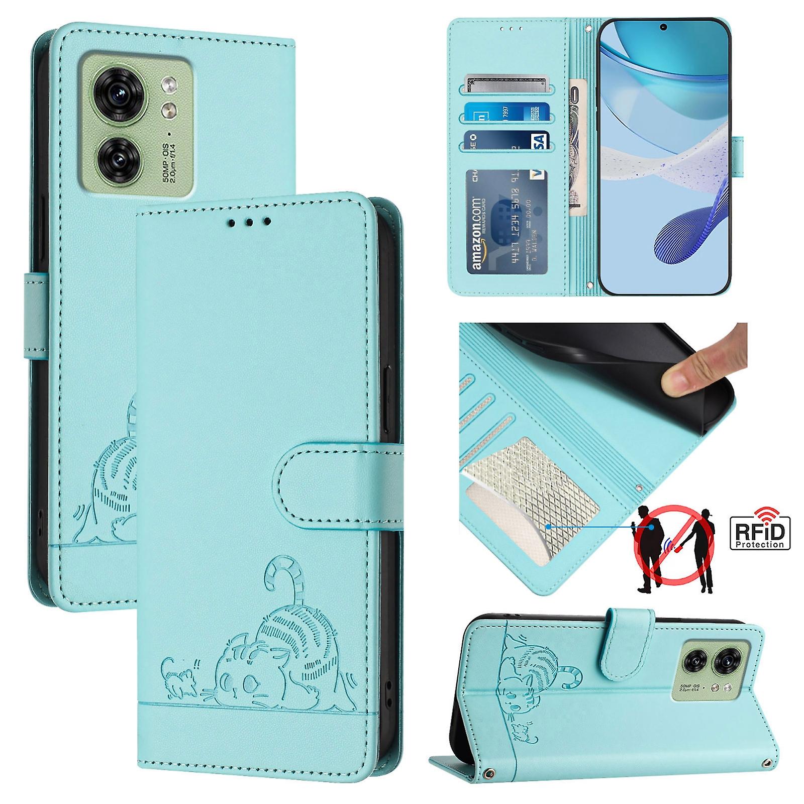 Cat Pattern PU Case For Motorola Edge 40 5G Global