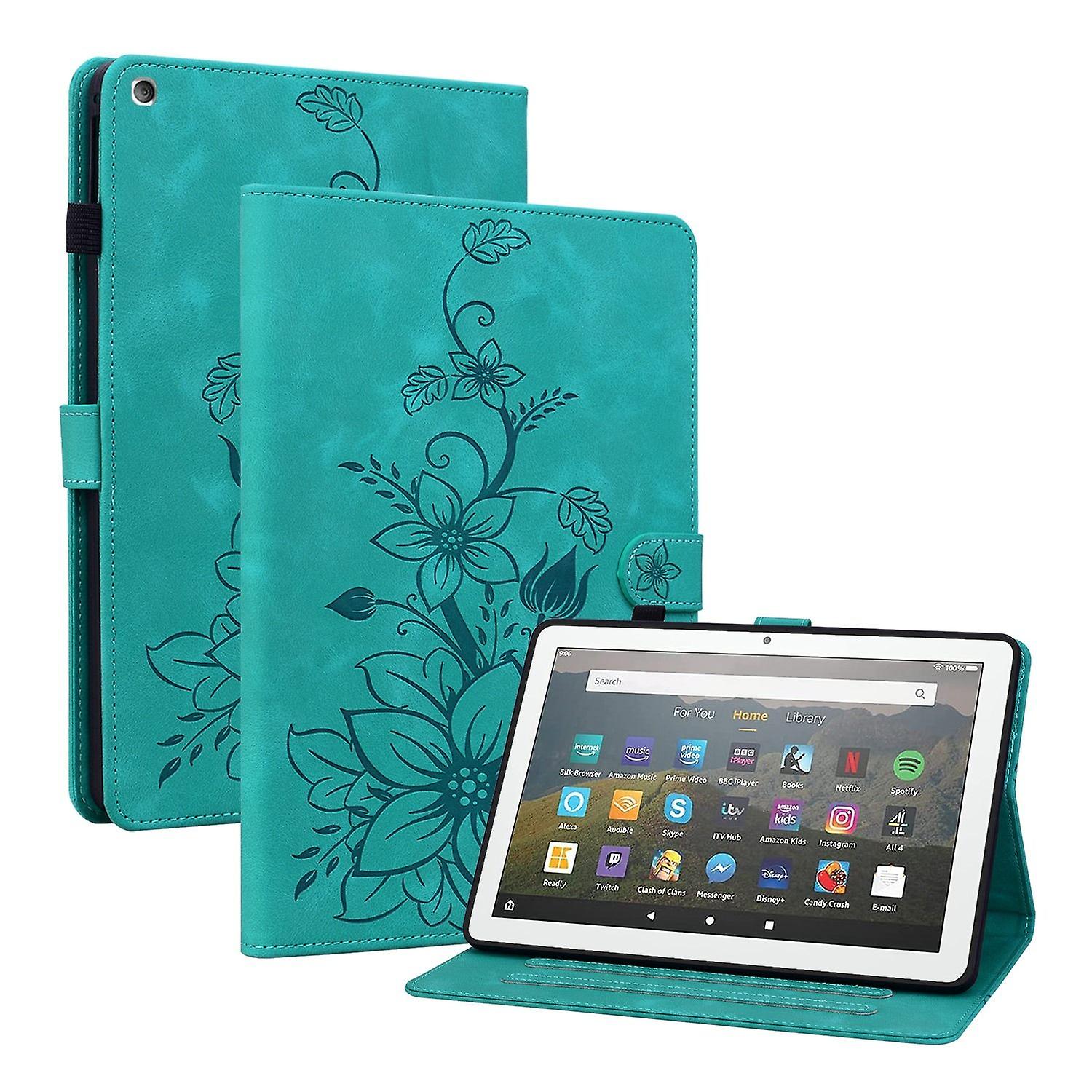 Amazon Fire HD8 2015-2018用エンボスレザーケース