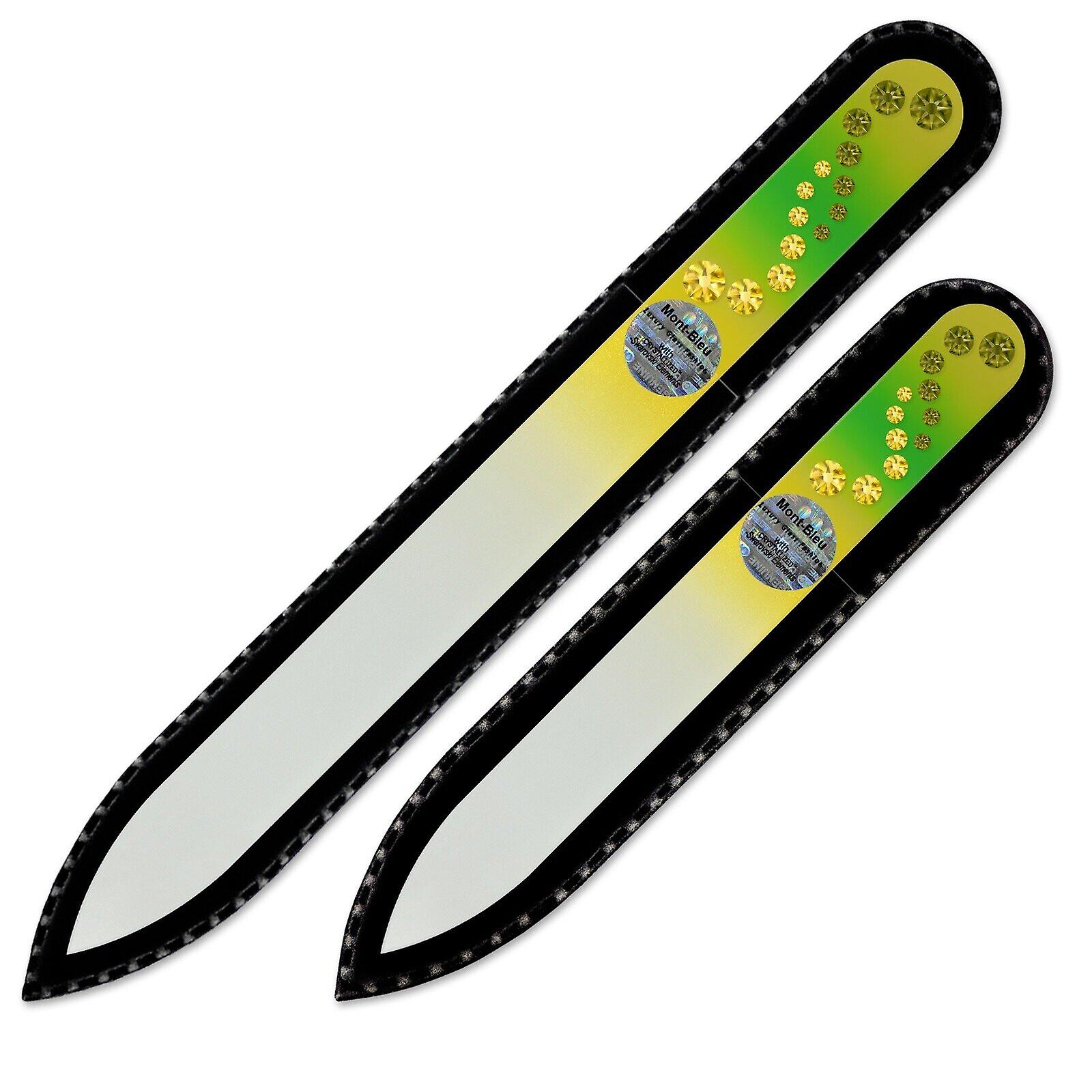 A set of 2 Glass Nail Files with Swarovski crystals WAC-MS - Olivine - Light Topaz