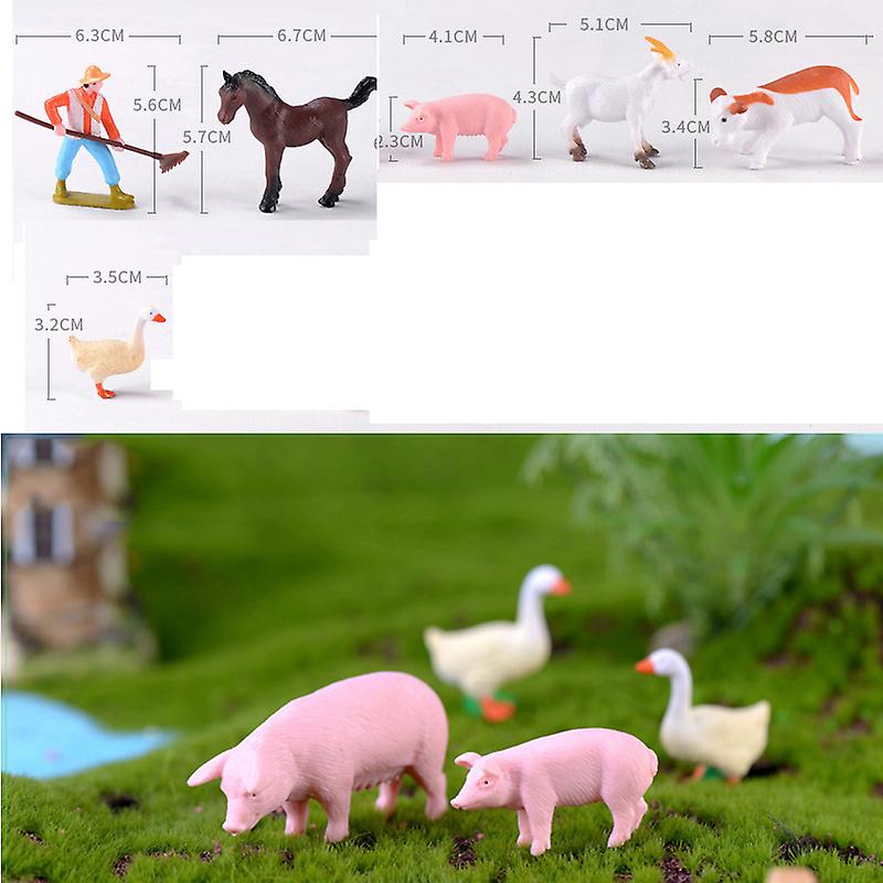 10 قطع DIY عامل الأراضي الزراعية خنزير الحصان البقر الأغنام بطة الحيوان نموذج تمثال الماعز المنزل مصغرة الجنية حديقة الديكور الملحقات