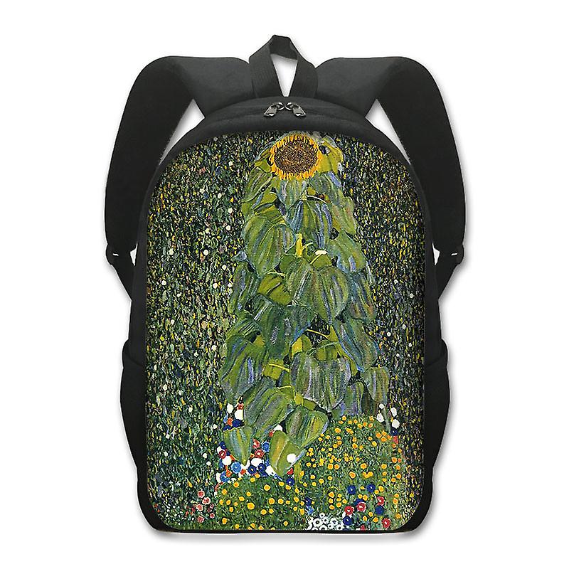 Ünlü Yağlıboya Tablo Gözyaşları Öpücük Nilüferler Yıldızlı Gece Sırt Çantası Gustav Klimt Claude Monet Van Gogh Öğrenci Okul Çantası Daypack