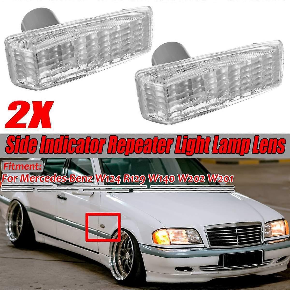 Other - 2Pcs Car Fender Turn Signal Light Indicator Repeater Lamp Cover Yellow For Mercedes Benz W124 R129