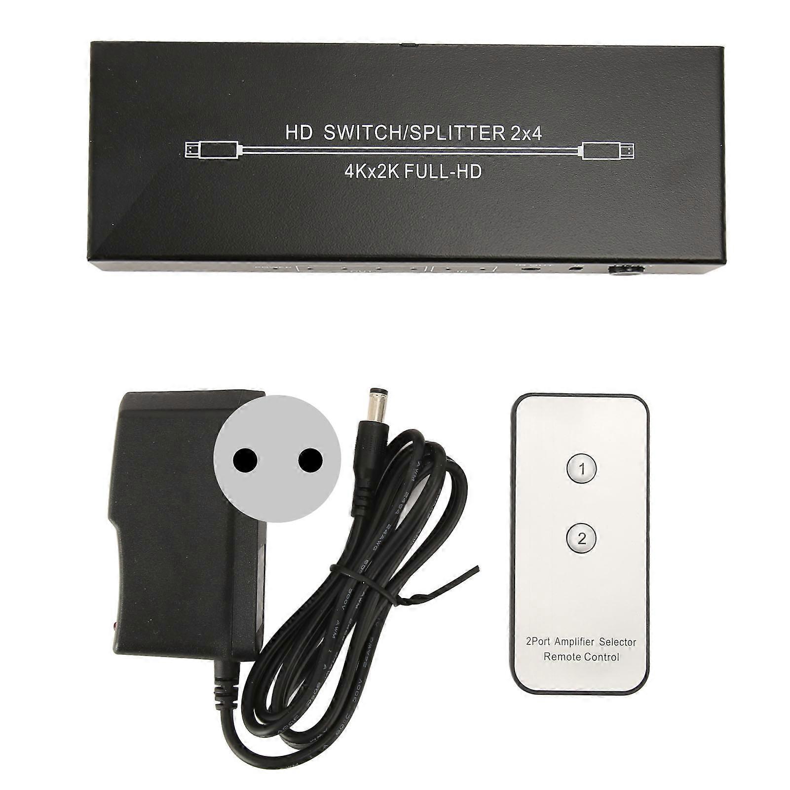 2x4 Hd Multimedia Interface Splitter 2 In 4 Out 4kx2k At 60hz Hd Multimedia Interface Switch With Remote Control 100240v Eu Plug