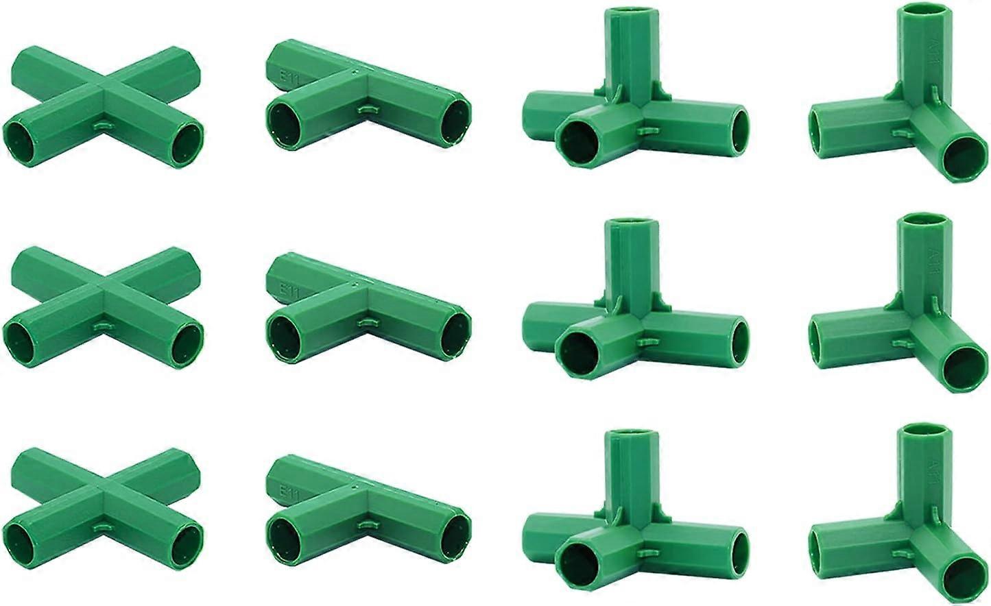 12pcs 16mm Fittings 4 Types Stable Heavy Duty Greenhouse Frame Support Suitable for Grape Trellis, Sunscreen, Shed, Garden