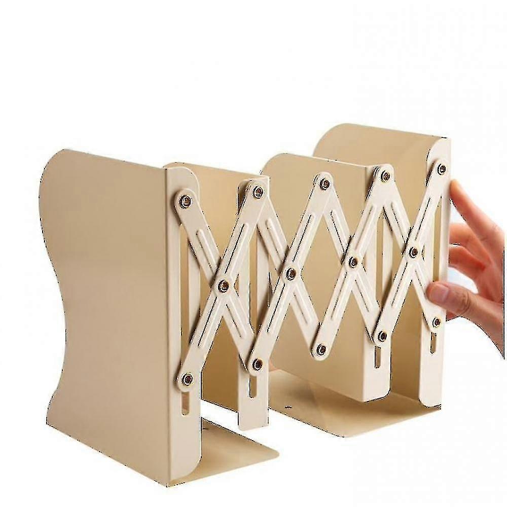 Desktop Expandable Adjustable Bookshelf Bookend Bracket (Beige)