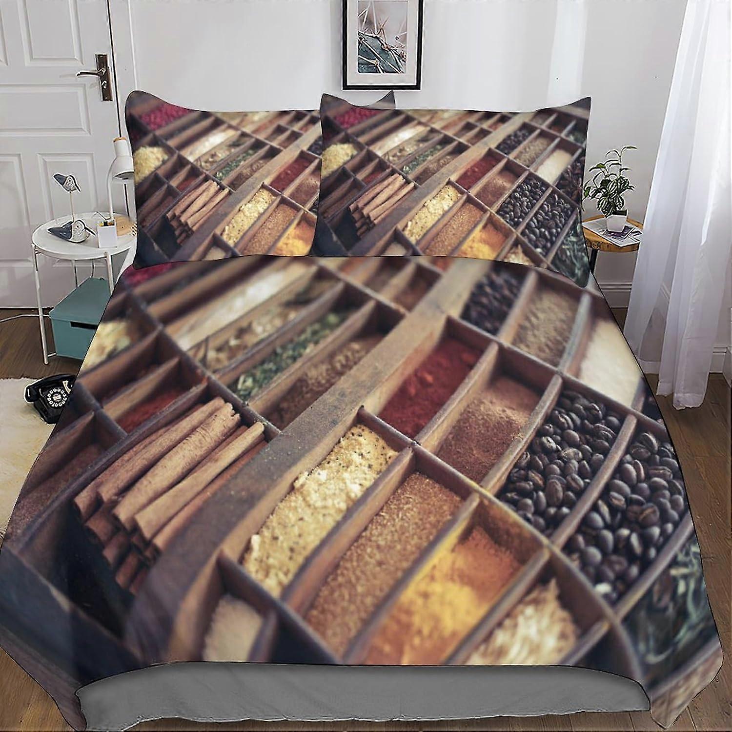 غطاء لحاف التوابل التوابل مجموعة الفراش قطع الناس D غطاء لحاف من الألياف الدقيقة مع غطاء وسادة مع سحاب للبالغين والأطفال 135 * 200 سم