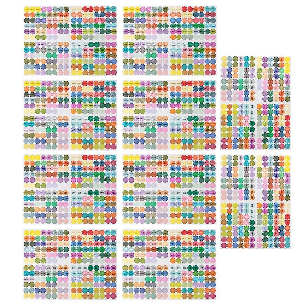 10 张不干胶瓶标签贴纸圆瓶标签（彩色）