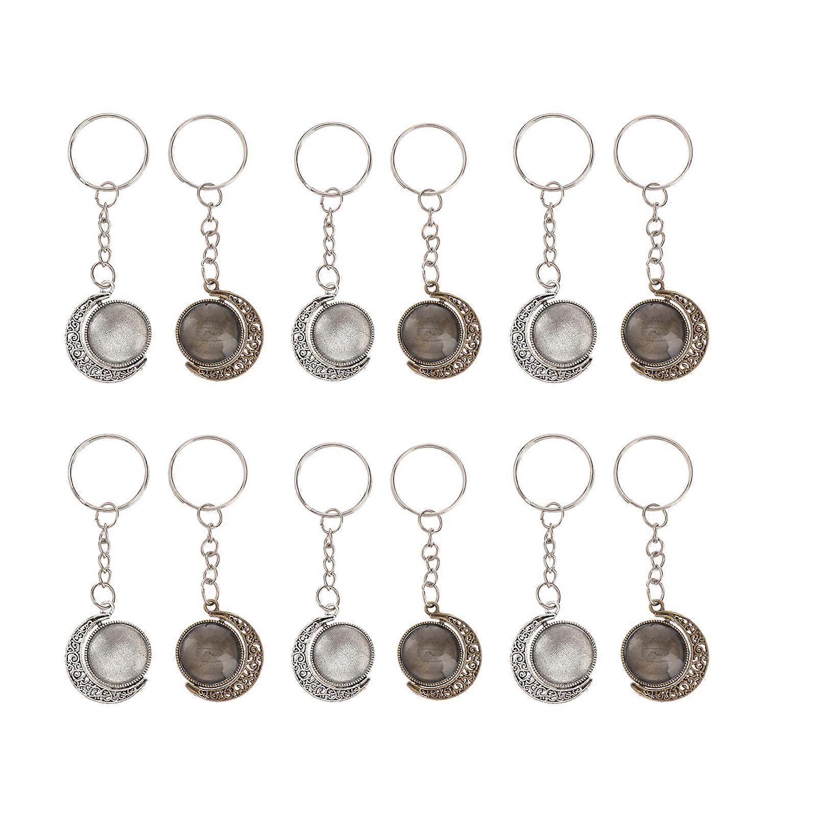 1 set of Pendant Trays with Cabochons Key Chain Pendant Blank Cameo Bezel