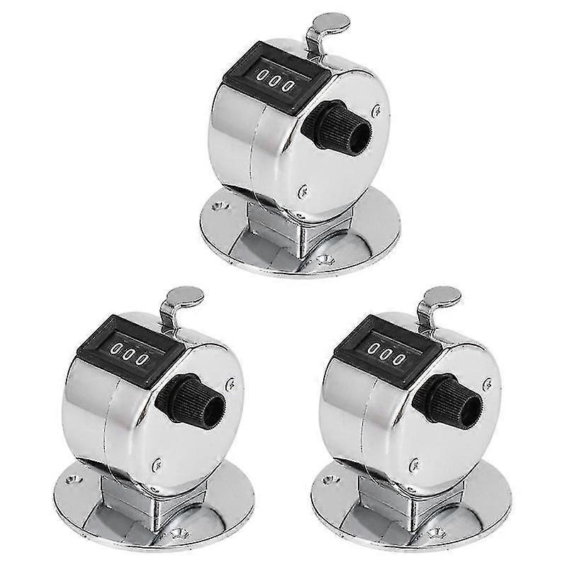 3x Round Base 4 Digit Manual Hand Tally Mechanical Palm Click Counter