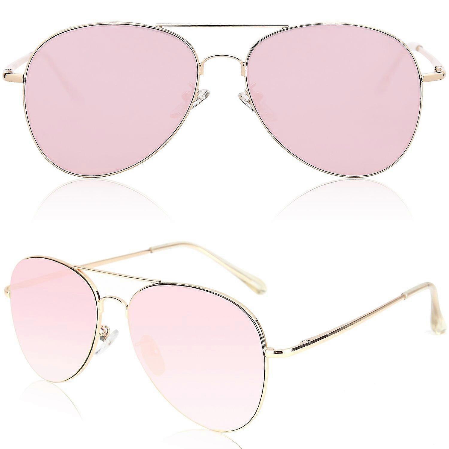 Classic Pilot Metal Frame Mirror Lens Sunglasses With Spring Hinges
