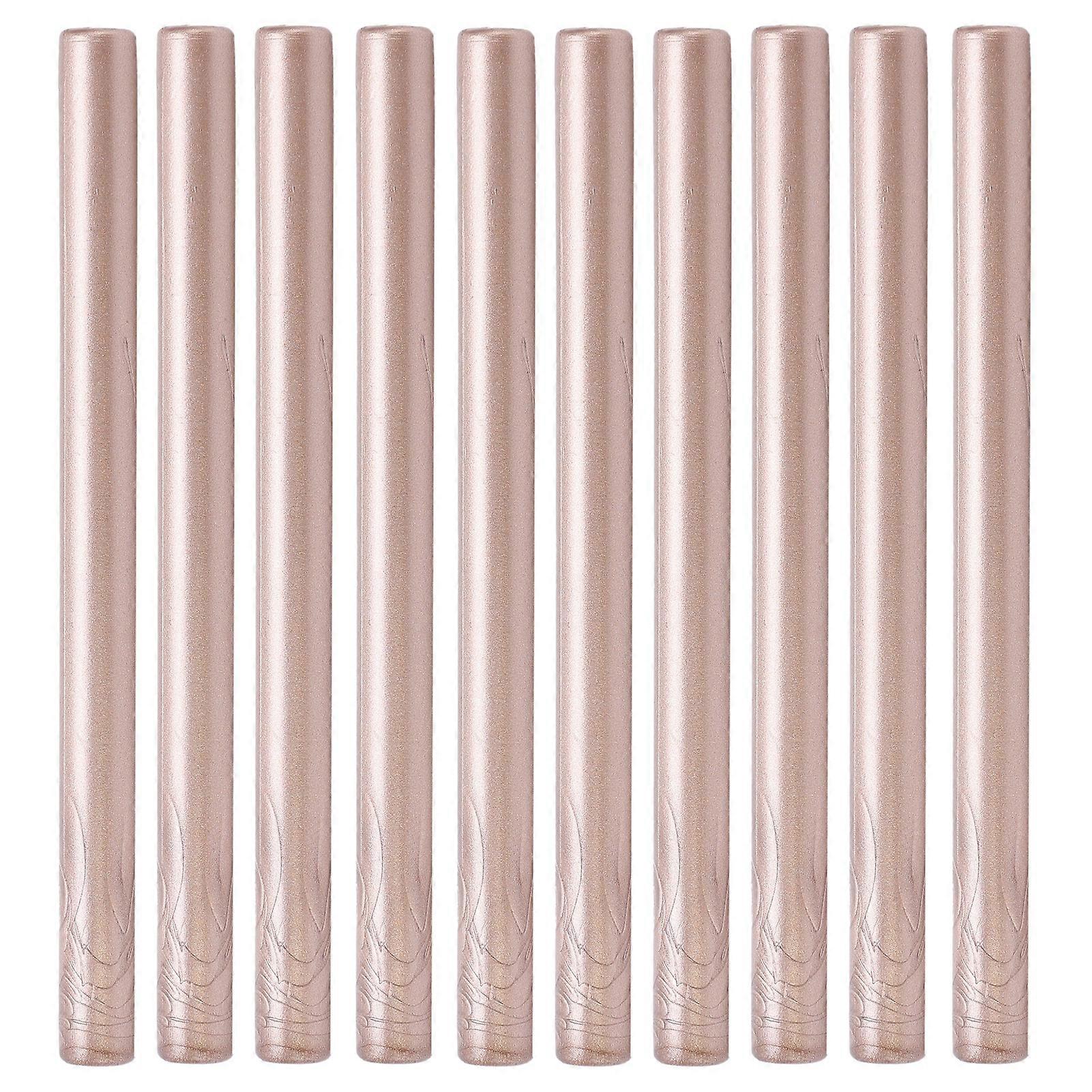 シーリングワックススティック 10本入り 便利な無煙フレキシブルホットシールスティック 封筒 カード 原稿用 シャンパンゴールド