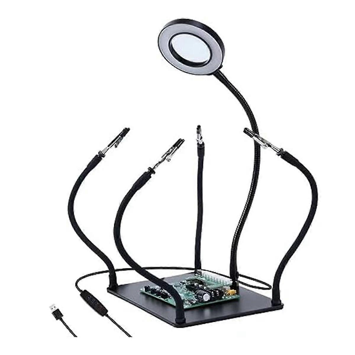Soldering, with 3 LED Magnifying Lights PCB Holder 4 Flex Arm Soldering Stations for Electronic Sol