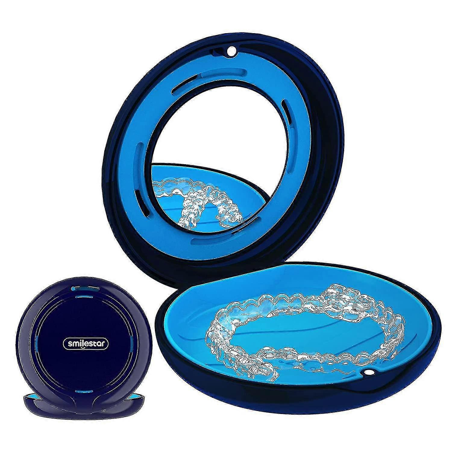 Retainer Case With Vent Holes, Slim Aligner Case With Mirror, Compatible With Invisalign, Mouth Guard Case(color:blue)
