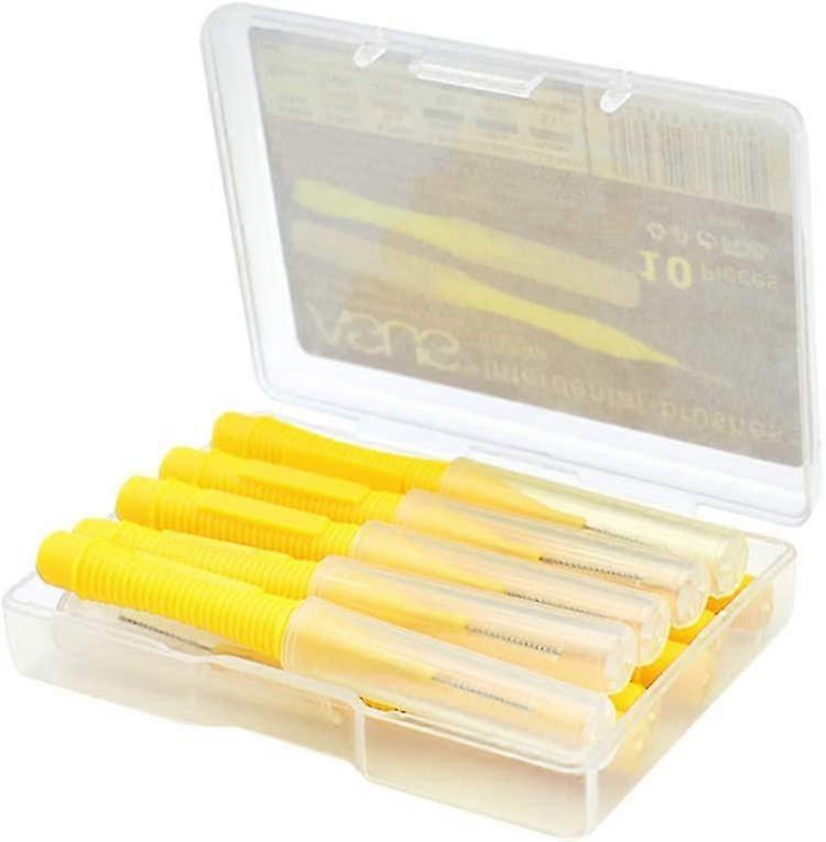 Interdental Brushes Between Teeth Cleaners Dental Cleaning Tool Portable Floss Pick 10pcsyellow