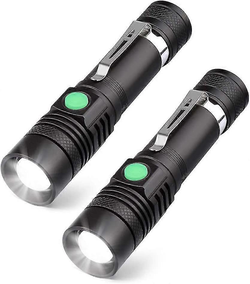 2x Usb Rechargeable Led Flashlight,(battery Included) [energy Class A+++]