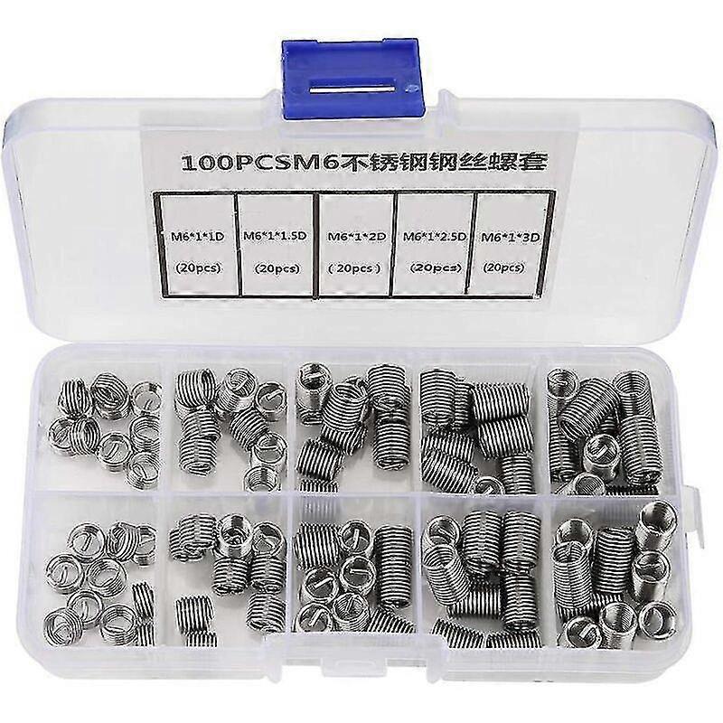 M6 Thread Insert, 100pcs M6 Thread Inserts Stainless Steel Spiral Wire Helical Thread Inserts